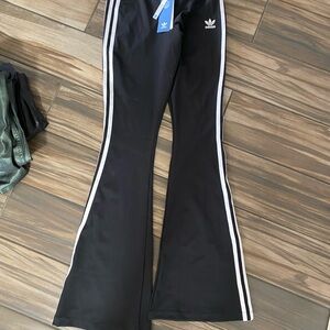 Adidas Black and White Casual Flared Bottoms
